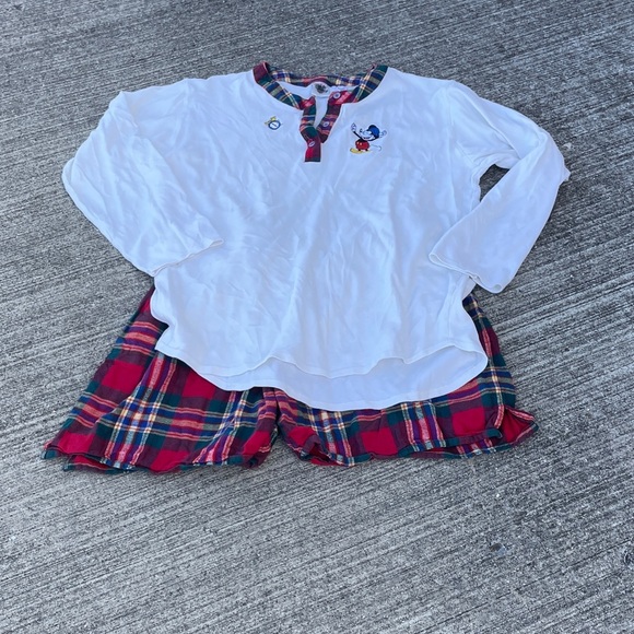 Vintage The Disney Catalog womens pajama set shorts long sleeve L/XL Plaid - Picture 1 of 5